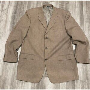Linea Uomo Men’s Tan Blazer 46L Sport Coat Worsted Wool Lined 3-Button M7